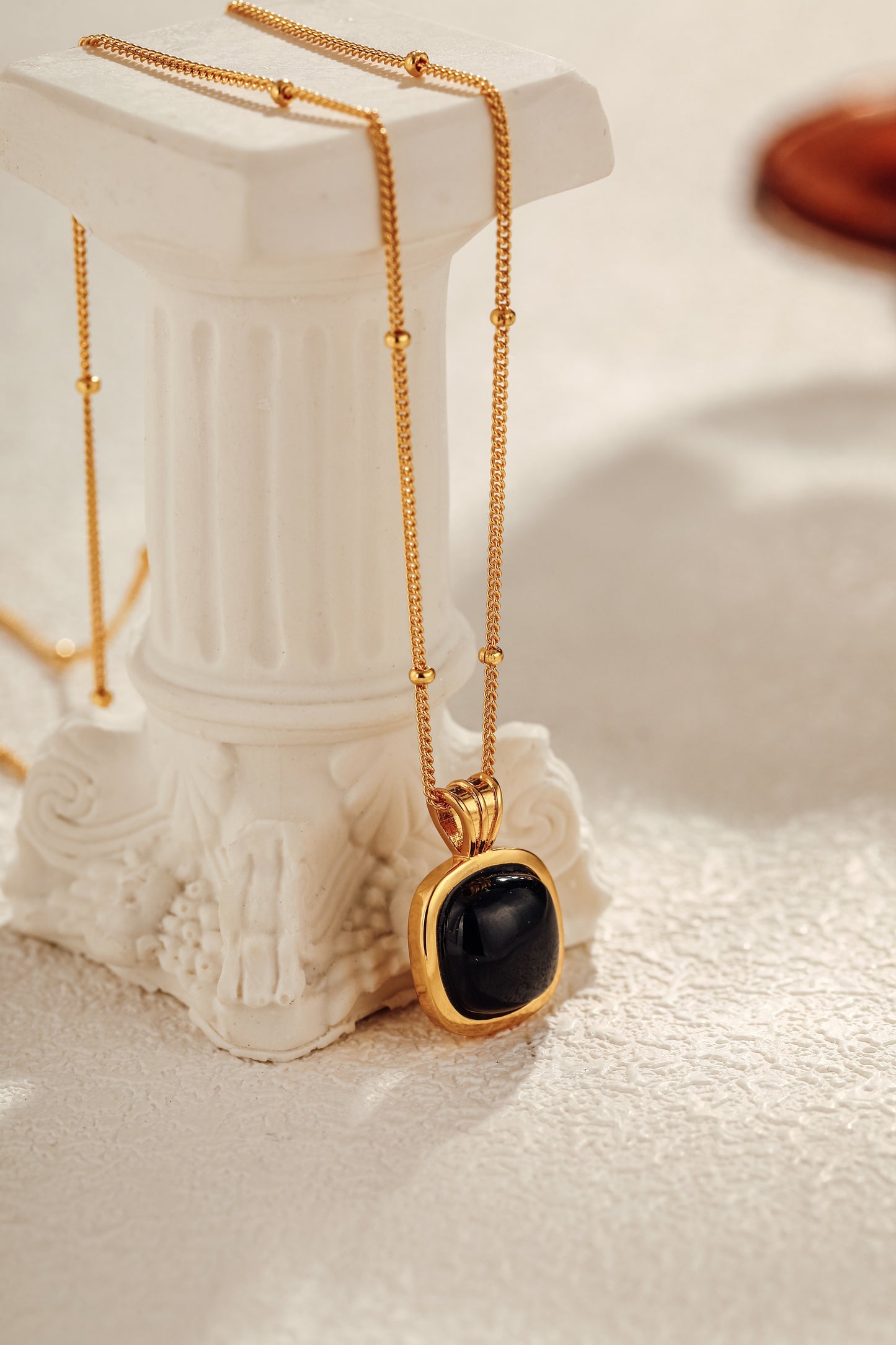 「Nocturne」Black Onyx Square Necklace