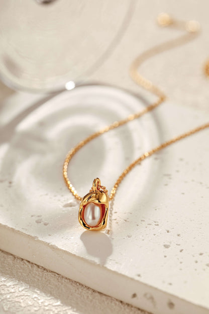 Elysian freshwater pearl necklace with 18k Gold Vermeil over sterling silver by SUIHE Jewelry, showcasing elegance and timeless beauty.