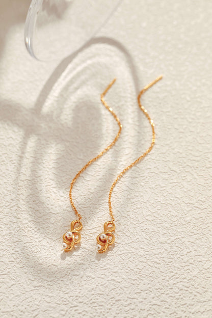 Aria 18k Gold Vermeil Threader Earrings by SUIHE Jewelry, featuring a minimalist charm on a 3.5" chain for modern elegance.