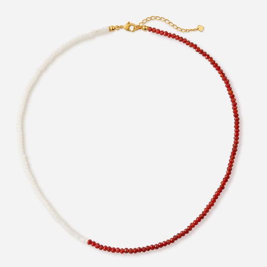 「Lucky」Mini Red Agate Gemstone Beaded Necklace