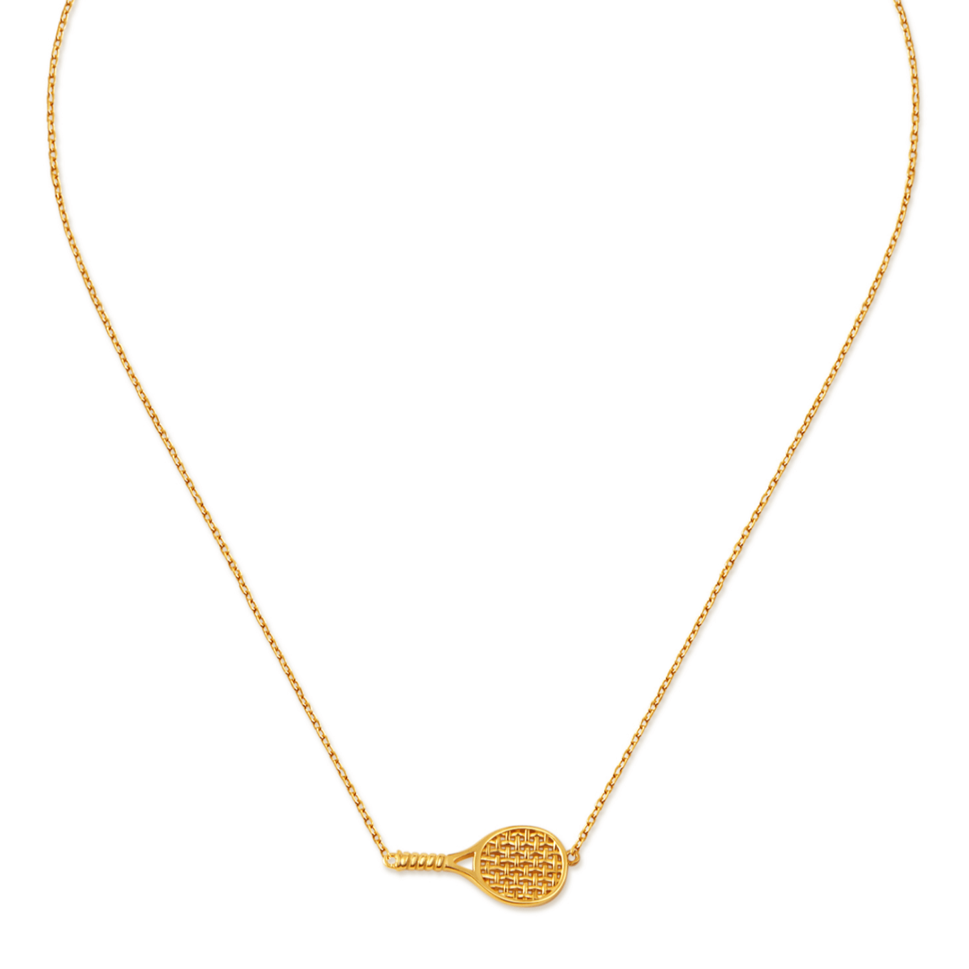 SUIHE Jewelry gold-plated tennis racket pendant necklace, combining sporty chic style and elegance for tennis lovers.