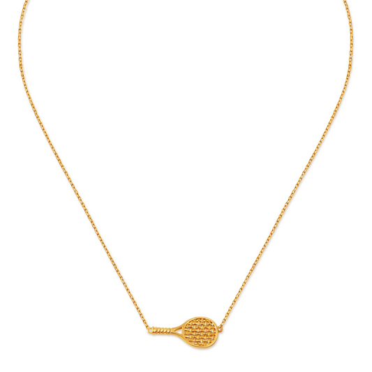 SUIHE Jewelry gold-plated tennis racket pendant necklace, combining sporty chic style and elegance for tennis lovers.
