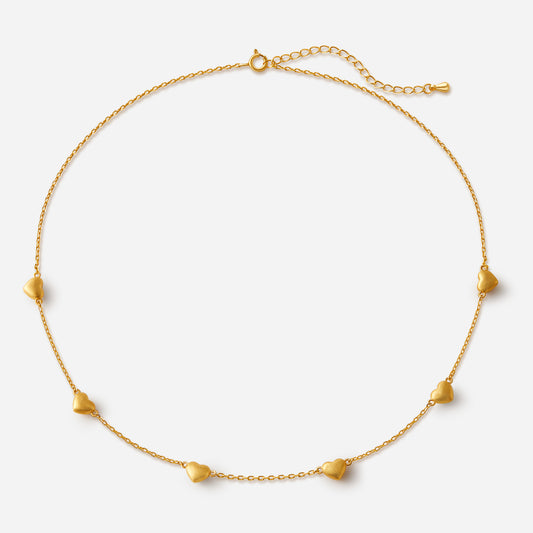 「Amour」Mini Charm Necklace Alternating gold