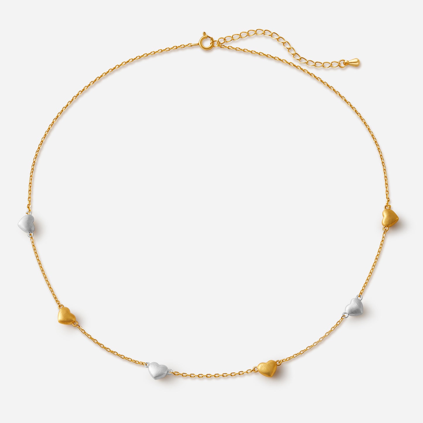 「Amour」Mini Charm Necklace Alternating gold and silver