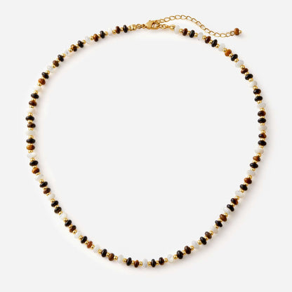 Elegant Marble Necklace with marbled beads, pearls, and gold accents by SUIHE Jewelry; a versatile accessory for all occasions.