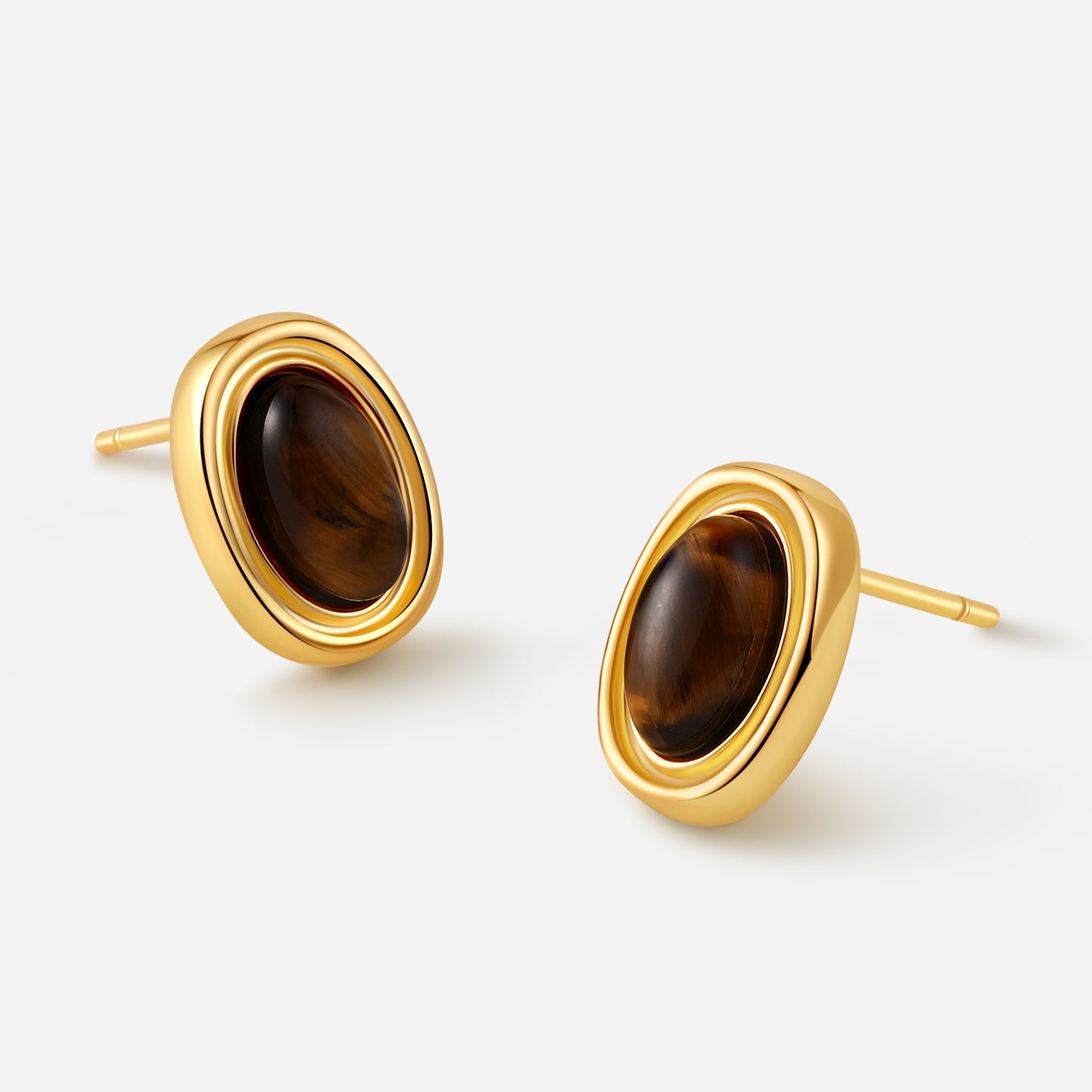 「Halo」Tiger Eye Stone Stud Earrings