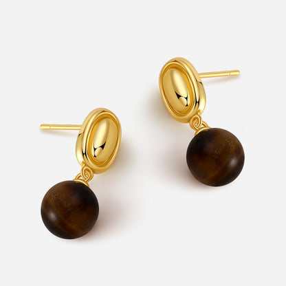 「Halo」Tiger Eye Stone Drop Earrings