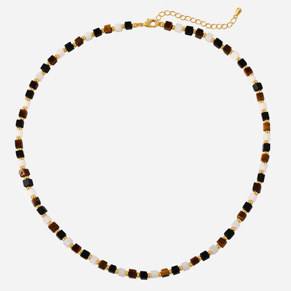 「Marble」Natural Square Gemstone Necklace
