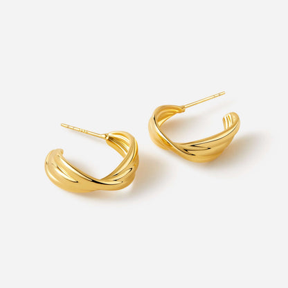 Gold "Wavelet" Hoop Earrings by SUIHE Jewelry with wave-inspired design, showcasing modern sophistication and timeless elegance.