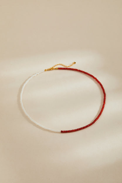 「Lucky」Mini Red Agate Gemstone Beaded Necklace