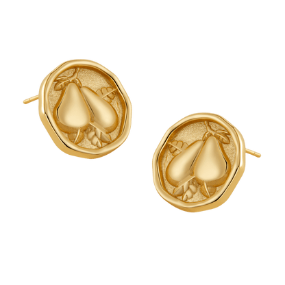 Gold pear-shaped stud earrings by SUIHE Jewelry, featuring elegant craftsmanship and a polished finish in 18K gold.