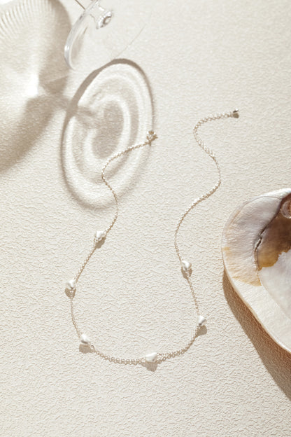 「Amour」Mini Charm Silver Necklace Alternating