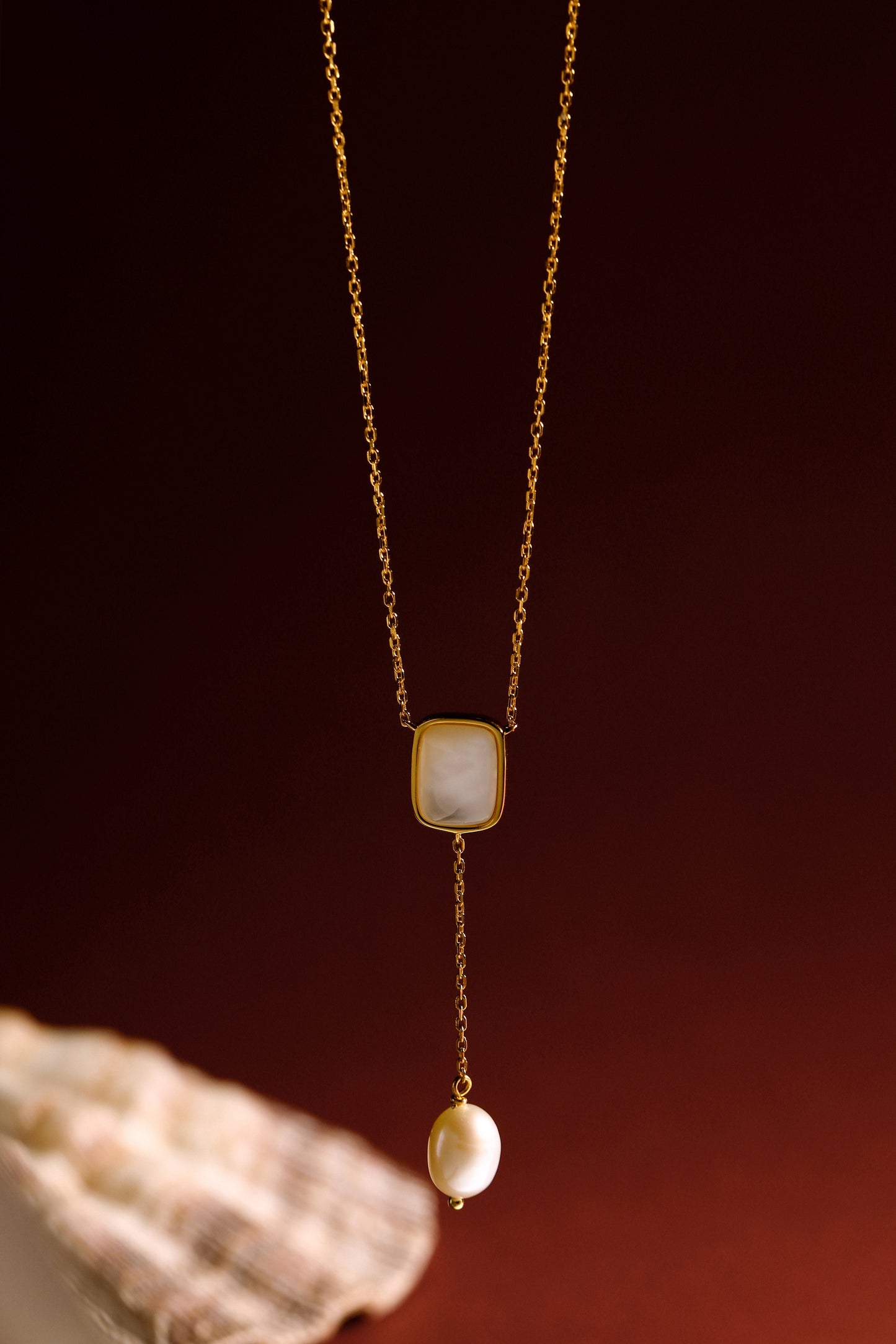 「Allure」Mother-Of-Pearl with Pearl Drop Necklace