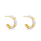 「Luna」 White Enamel Hoop Earrings