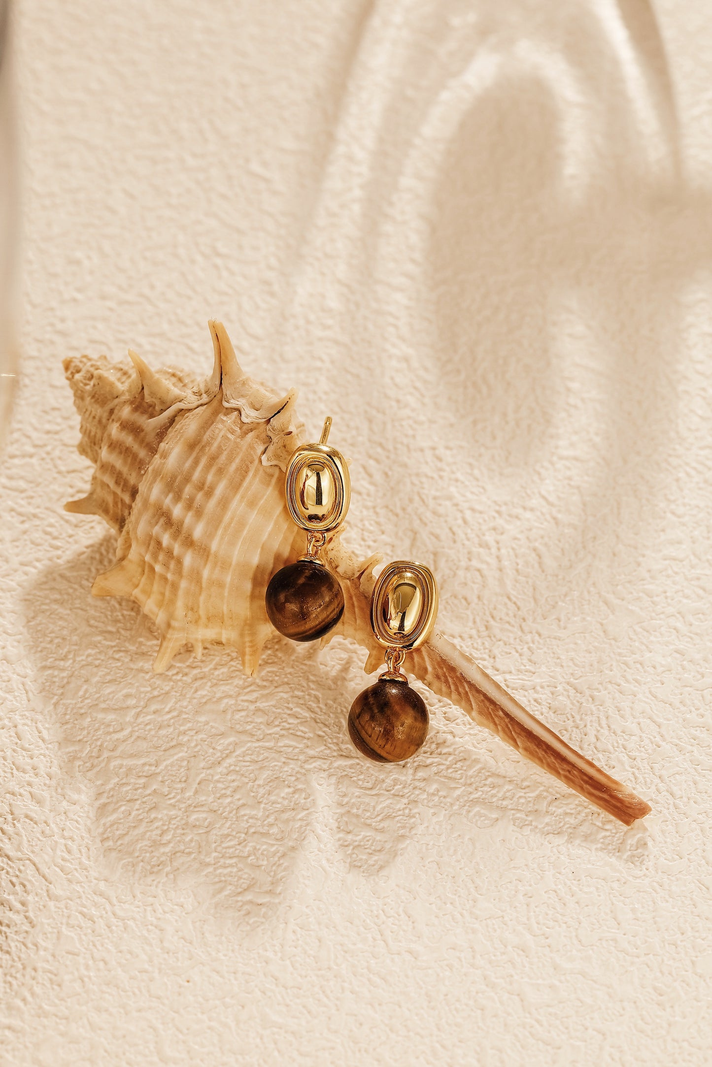 「Halo」Tiger Eye Stone Drop Earrings