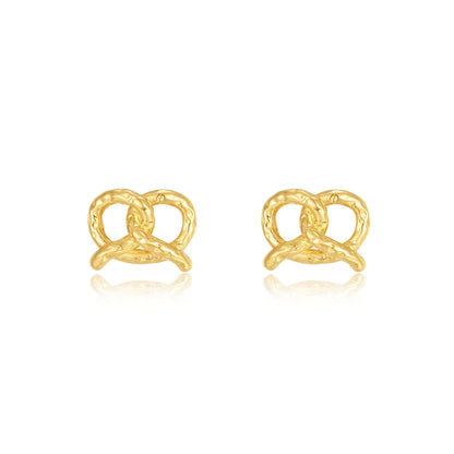 SUIHE Jewelry 'Pretzel' Stud Earrings in 18k Gold Vermeil, elegant design, sterling silver base, luxurious golden finish.