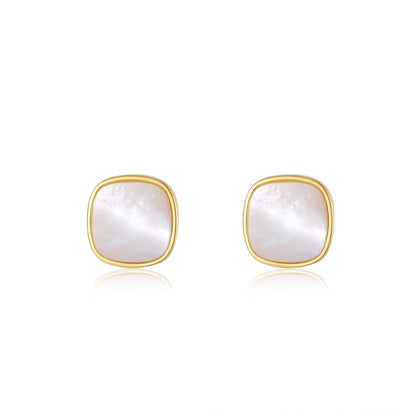 "Moonlight" Mother-of-Pearl Stud Earrings by SUIHE Jewelry, featuring iridescent charms set in 18k Gold Vermeil over sterling silver.