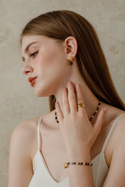 「Halo」Tiger Eye Stone Drop Earrings