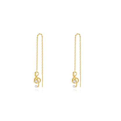 SUIHE Jewelry "Aria" 18k Gold Vermeil Threader Earrings on Sterling Silver with minimalist charm, hypoallergenic and elegant design.