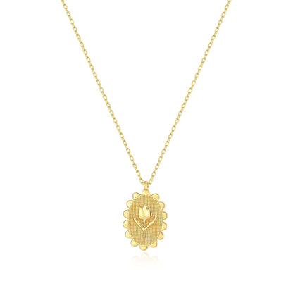 18k Gold Vermeil Tulip Necklace by SUIHE Jewelry, featuring a tulip-inspired charm on a delicate chain, perfect for a refined look.