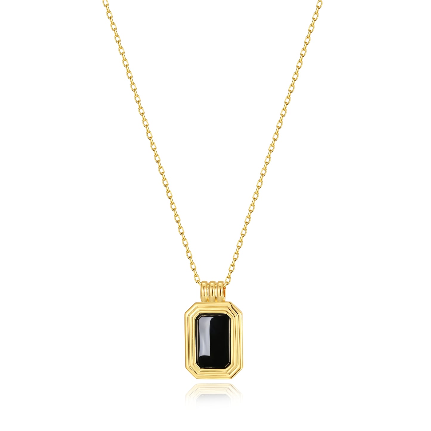 「Nocturne」Black Onyx Rectangle Necklace