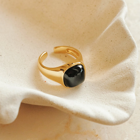 「Nocturne」Black Onyx Square Ring