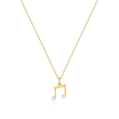Melody Necklace by SUIHE Jewelry in 18k Gold Vermeil with Freshwater Pearls, music note design, elegant and romantic accessory.