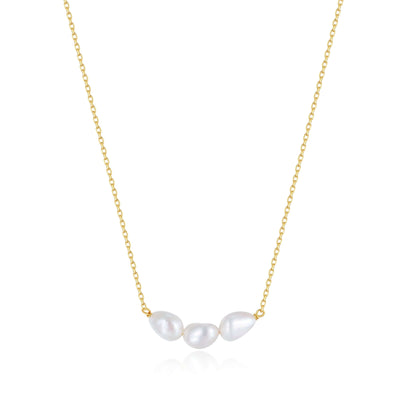Baroque Tears freshwater pearl necklace by SUIHE Jewelry with unique baroque pearls on an 18k gold vermeil chain.