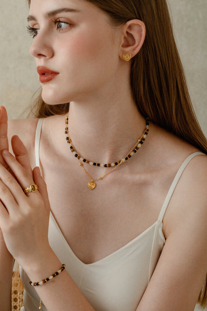 「Amour」Nested Heart Stud Earrings