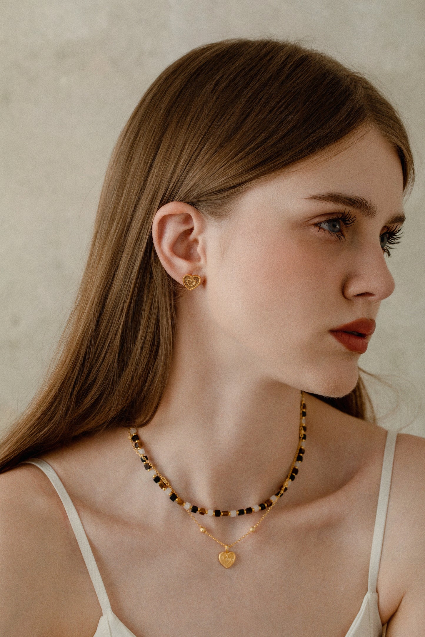 「Amour」Nested Heart Stud Earrings