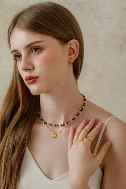 「Amour」Nested Heart Pendant Necklace