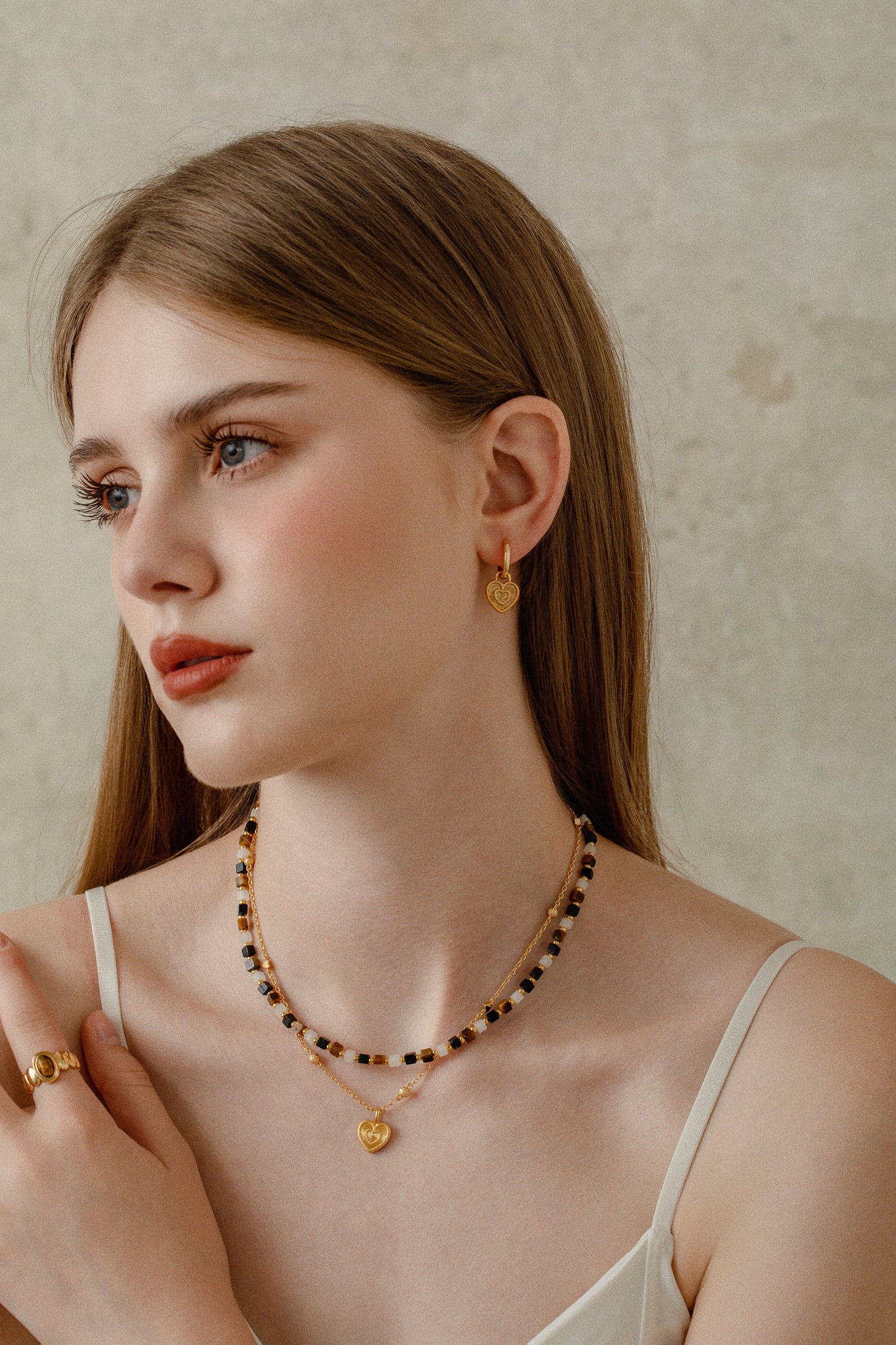 「Amour」Nested Heart Pendant Necklace