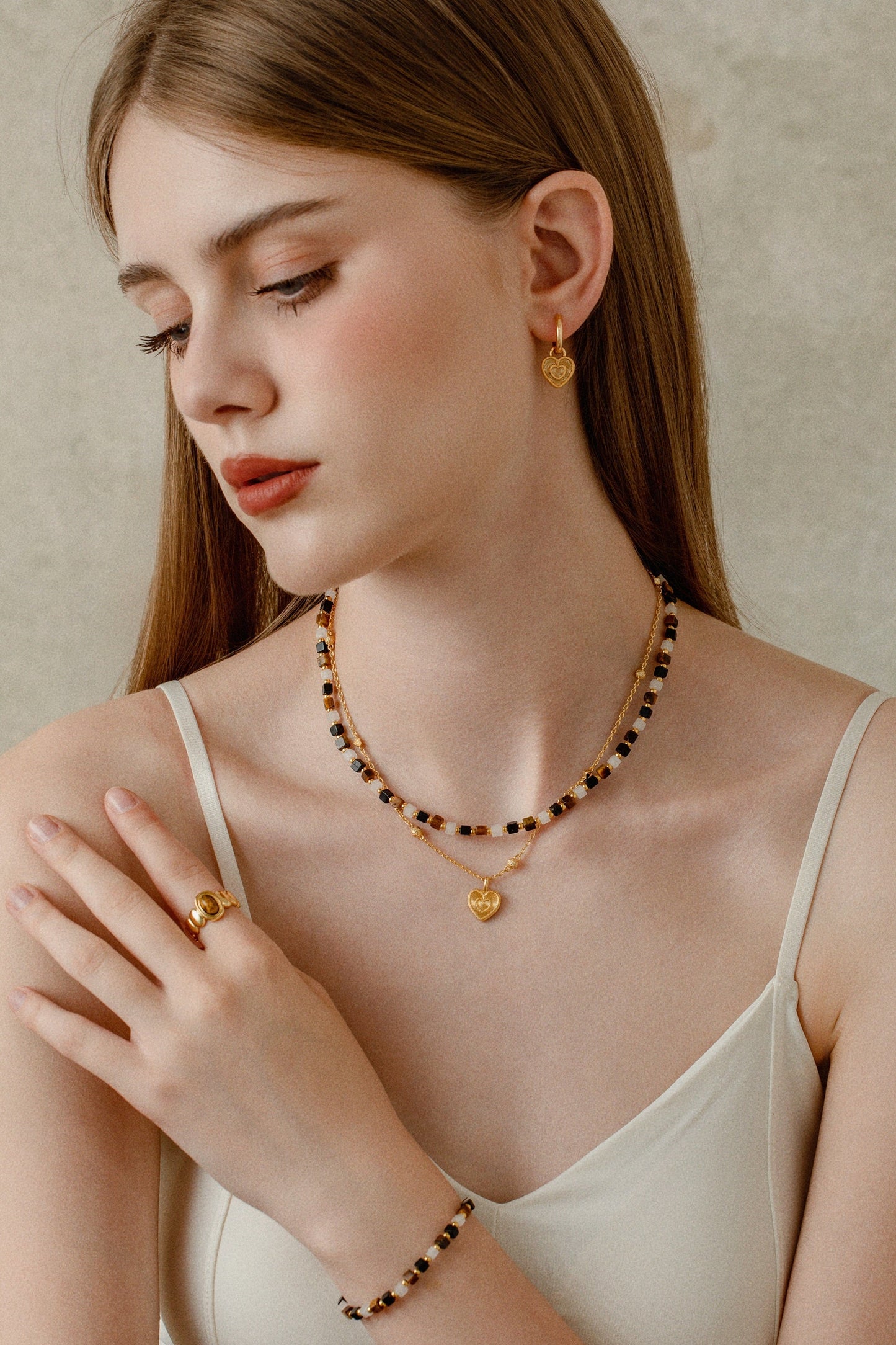 「Amour」Nested Heart Pendant Necklace