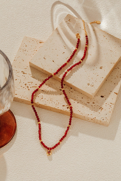 「Lucky」Red Agate Pendant Necklace
