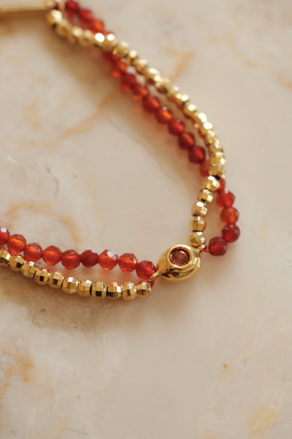 「Lucky」Red Agate Double Chain Bracelet