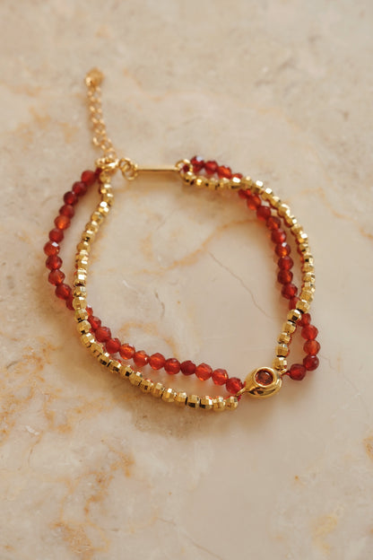 「Lucky」Red Agate Double Chain Bracelet