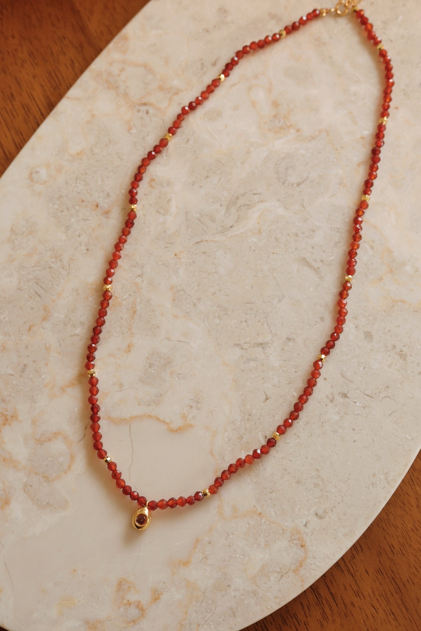 「Lucky」Red Agate Pendant Necklace