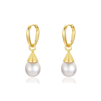 "Dewdrop" Freshwater Pearl Earrings by SUIHE Jewelry with gold-plated sterling silver and large irregular pearls for a bold look.
