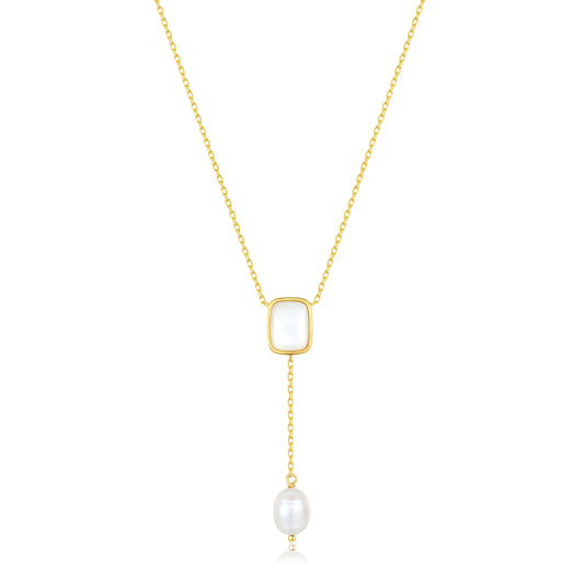 「Allure」Mother-Of-Pearl with Pearl Drop Necklace