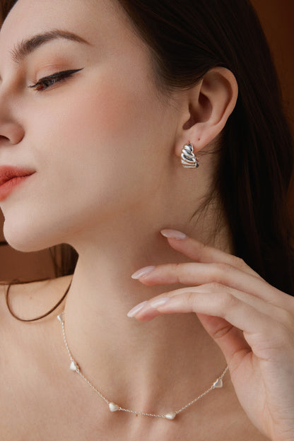 「Puff」mini silver hoop earrings