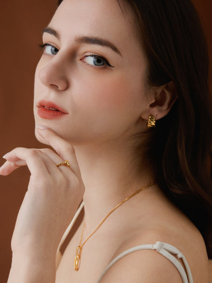 「Puff」mini gold hoop earrings