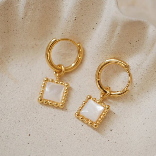 「Luna」Square hoop earrings