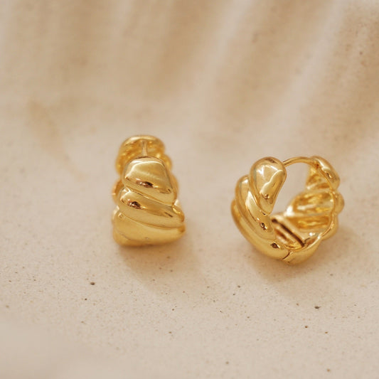 「Puff」mini gold hoop earrings