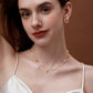 Woman wearing "Candybean" Pearl Necklace with irregular pearls and gold-plated chain by SUIHE Jewelry.