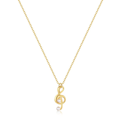 Aria Necklace by SUIHE Jewelry in 18k Gold Vermeil with music note charm, luxurious and durable design, 8mm x 15mm size.