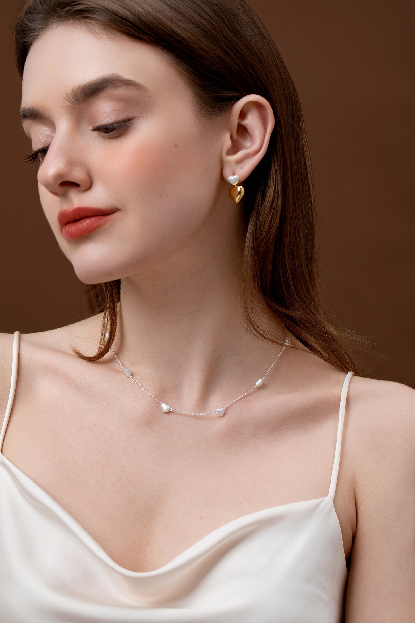 「Amour」Mini Charm Silver Necklace Alternating
