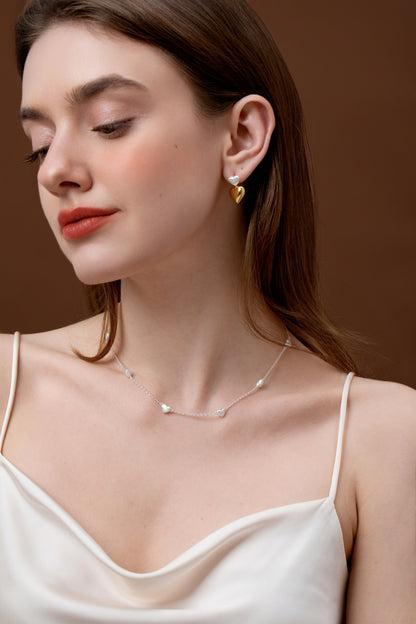 「Amour」Mini Charm Silver Necklace Alternating
