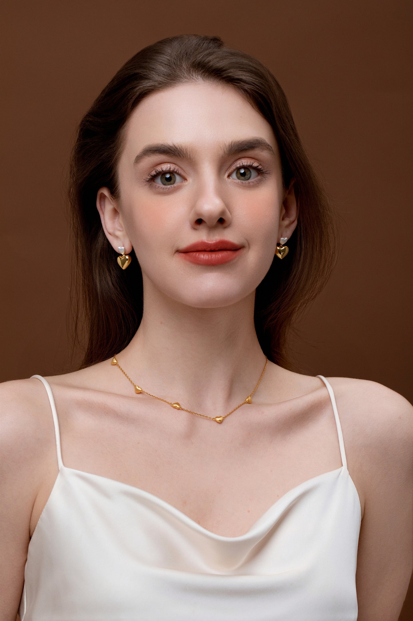 「Amour」Mini Charm Necklace Alternating gold