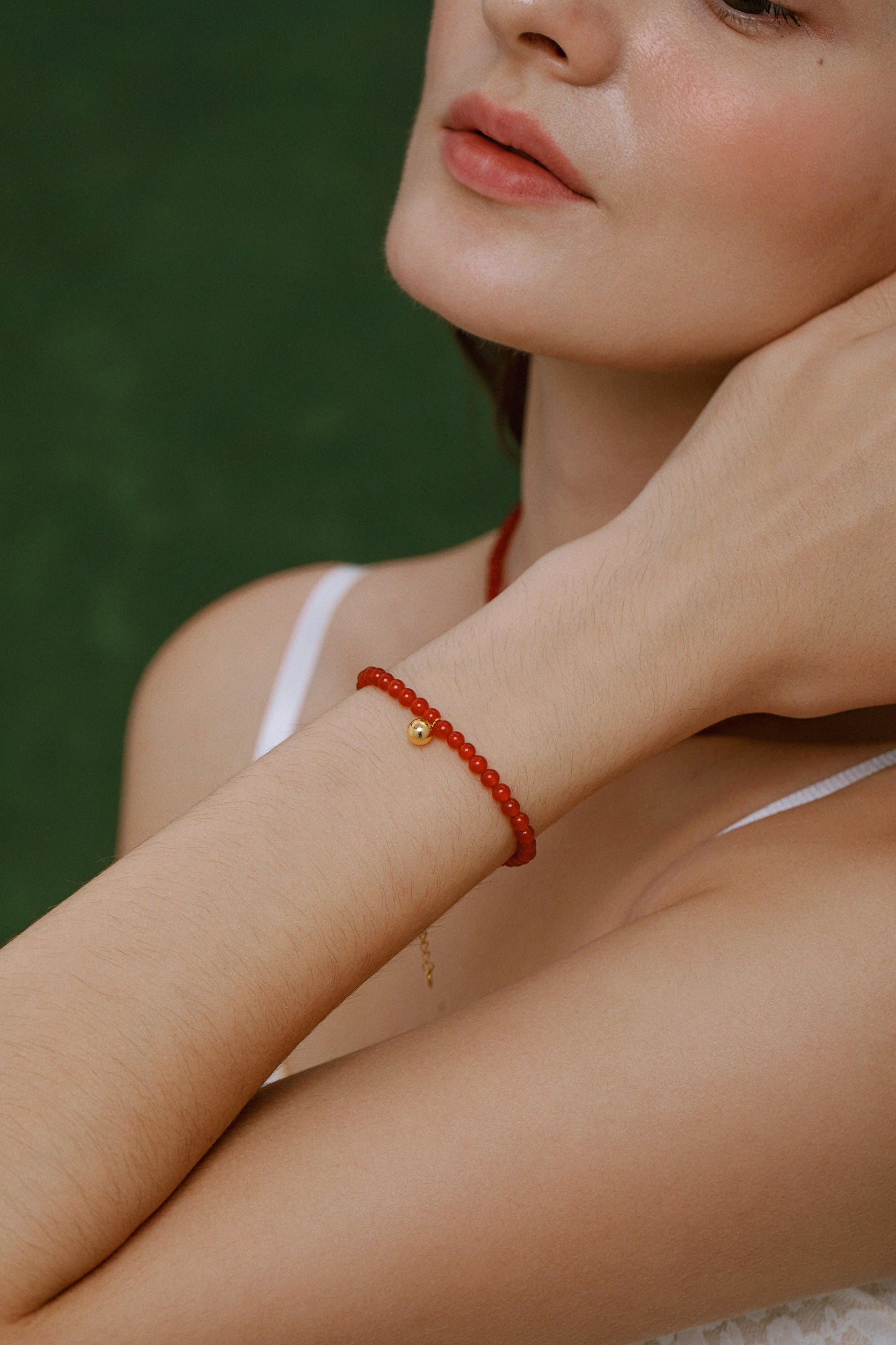 「Lucky」Red Agate Gemstone Bracelet