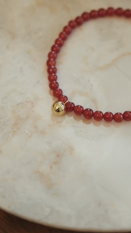 「Lucky」Red Agate Gemstone Bracelet